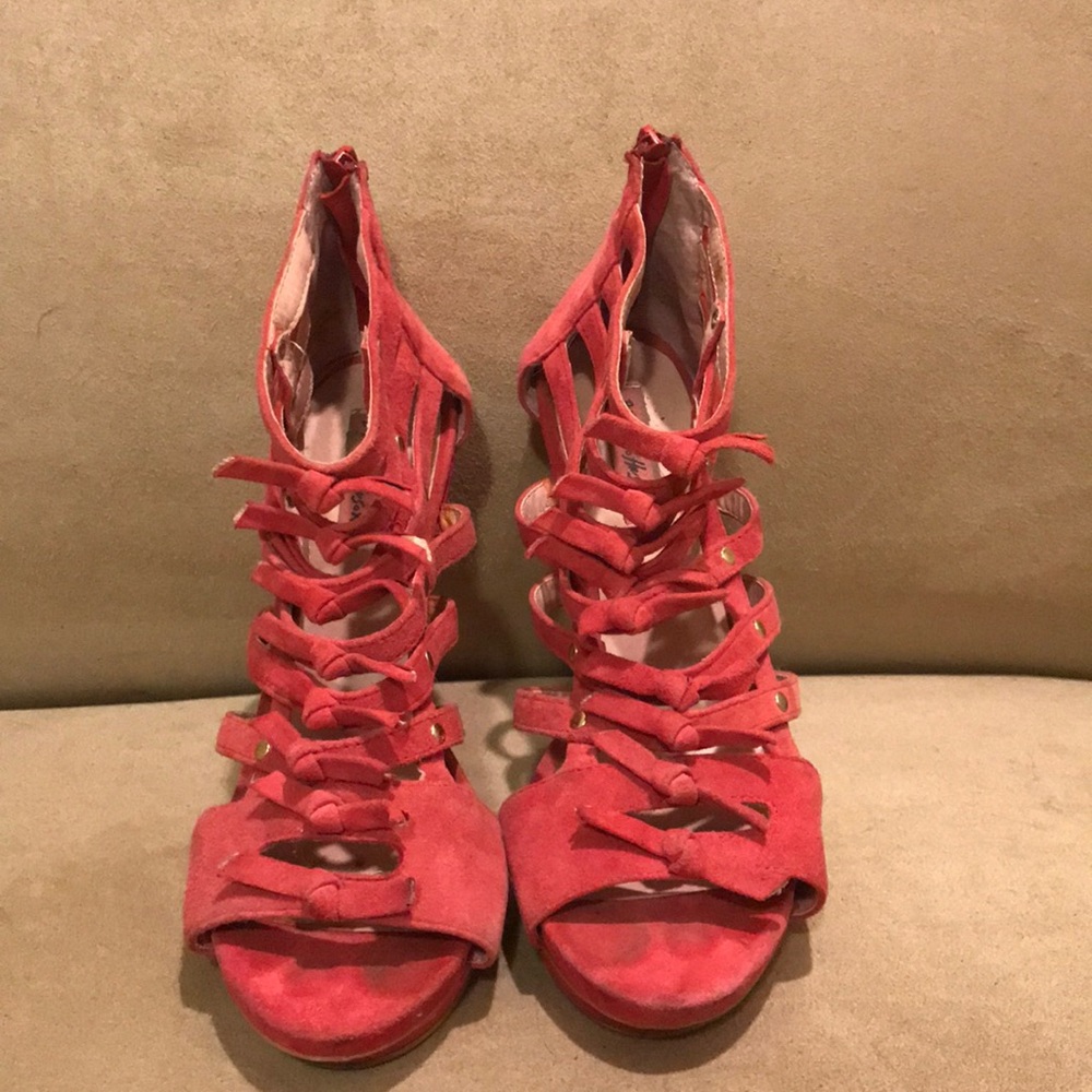 Betsey Johnson Pink Suede Sandal Heels